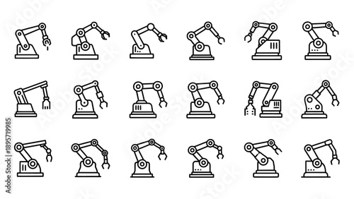 Robotic Arms Vector Illustrations Set.