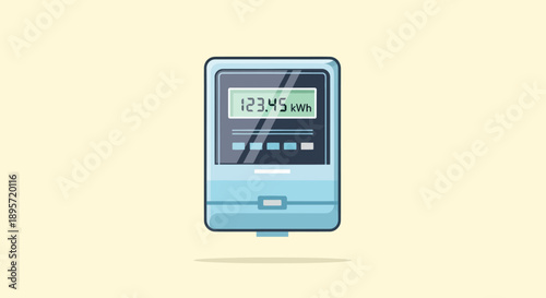 Modern electricity meter displaying energy consumption in kWh.
