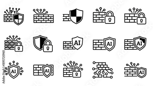 Security Icons Featuring Shields and Locks.