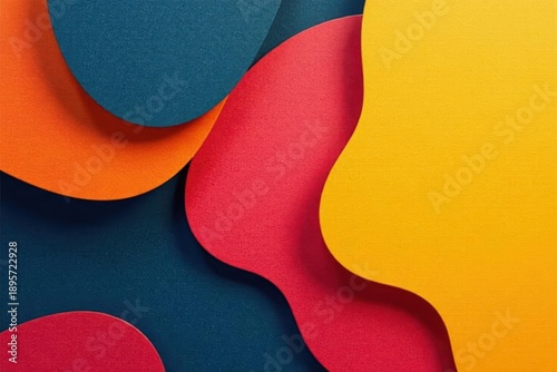 Abstract Colorful Layered Paper Design with Organic Shapes and Vibrant Hues