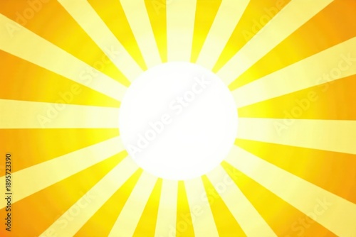Bright Yellow Sunburst Radiating Warmth and Energy, Perfect for Summer Designs or Positive Mood Backgrounds