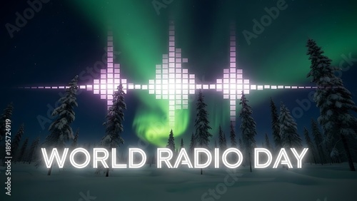 World radio day celebration with aurora