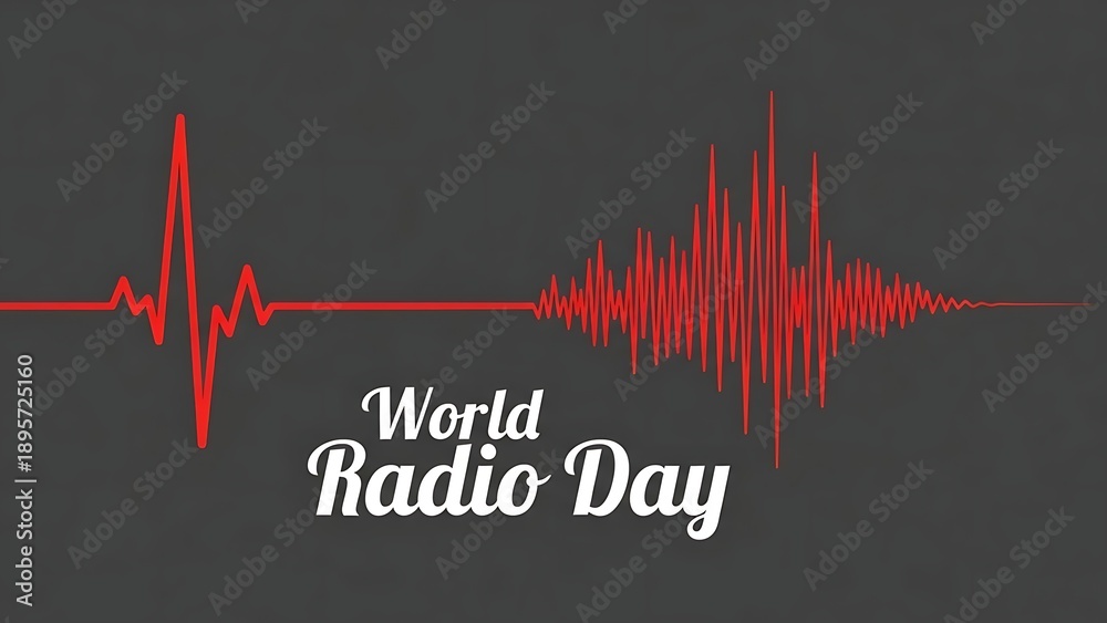Obraz premium World radio day sound wave graphic