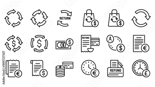 Financial Icons Set for Business Use.