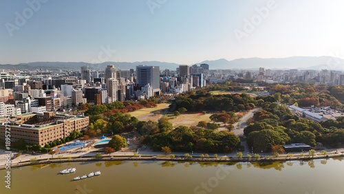 Fukuoka City, Kyushu, Japan –Aerial Drone View of City Skyline, CBD, Ohori Park, Maizuru Park, Urban Lakes, Autumn Trees, Harbour, Port Area, Modern High-Rise Architecture, Houses and Apartments