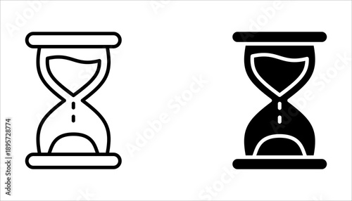 anti-aging hourglass line icon set, simple standby waiting slow down flat design vector illustration on white background
