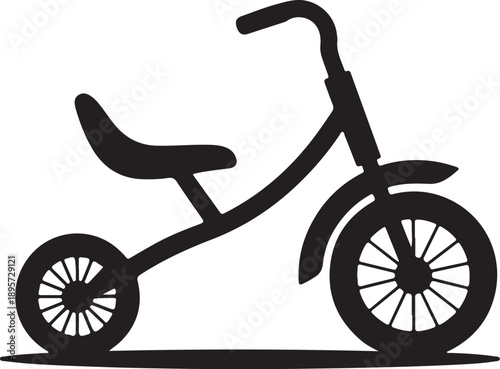 Child's tricycle silhouette vector graphic illustration for kids play and childhood memories toy
