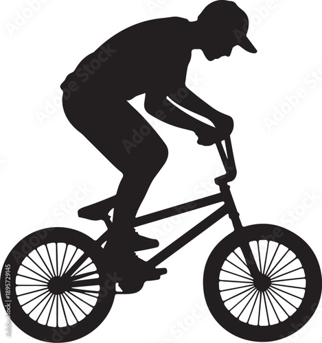 Bmx rider silhouette vector illustration of a person on a bike for extreme sports graphic design