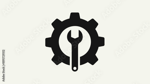 Gear and wrench icon, repair symbol