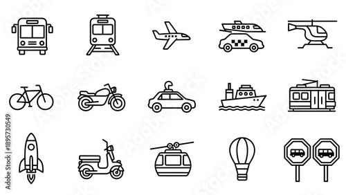 Transportation Vehicles Icons.