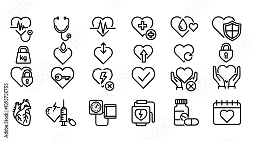 Medical Health Care Symbols Icons.