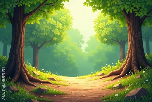 A Serene Forest Path Beckoning Through Lush Greenery, Sunlight Dappling the Ground, Inviting Exploration and Tranquility