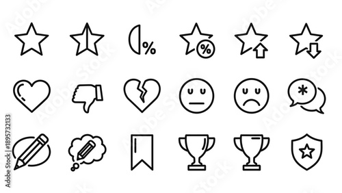 Set of Simple Black Line Icons.