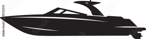 Marine Speed Boat Side View Silhouette
