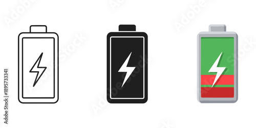 Battery icons in different states of charge