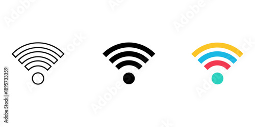 Wifi signal icons in black, white and colorful vibrant designs