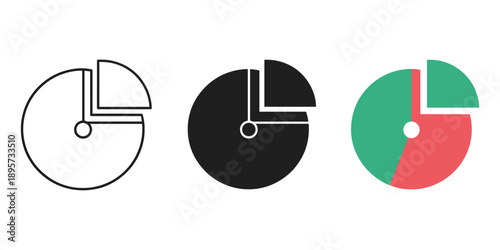 Modern pie chart icons in various styles and colors