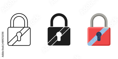 Three colorful padlock icons for security and protection concepts