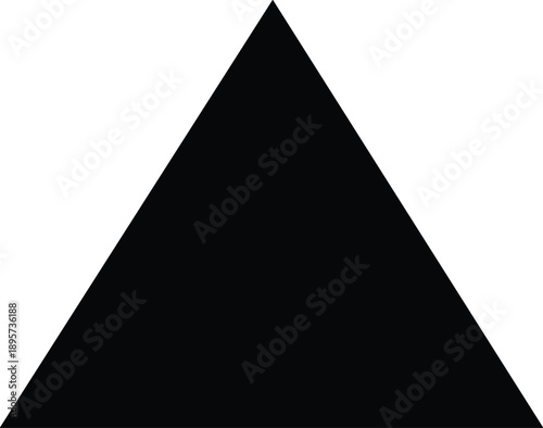 Black equilateral triangle icon on white background, representing geometric shape, symmetry, math symbol, and design element