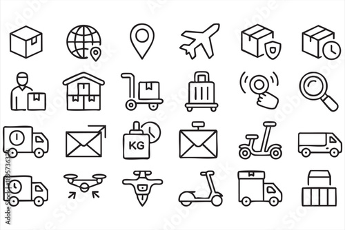 Global Shipping and Delivery Icons for Business Design