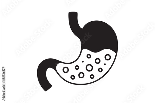 Black and White Stomach Anatomy Icon for Gut Health Concepts