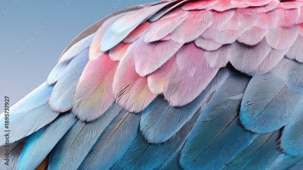 Fototapeta premium Close-up view of vibrant parrot feather patterns.