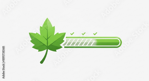 Eco friendly symbol with green leaf and battery charging icon on white background for sustainability and renewable energy concepts