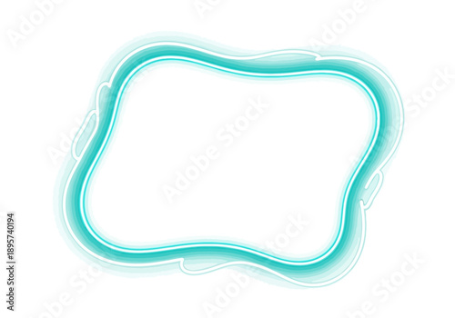 A blue-green abstract shape on a white background viewed from directly above