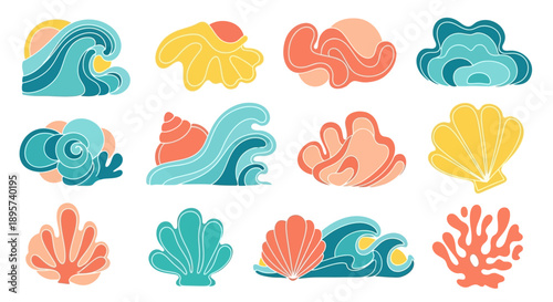 Stylized Sea Life Vector Set