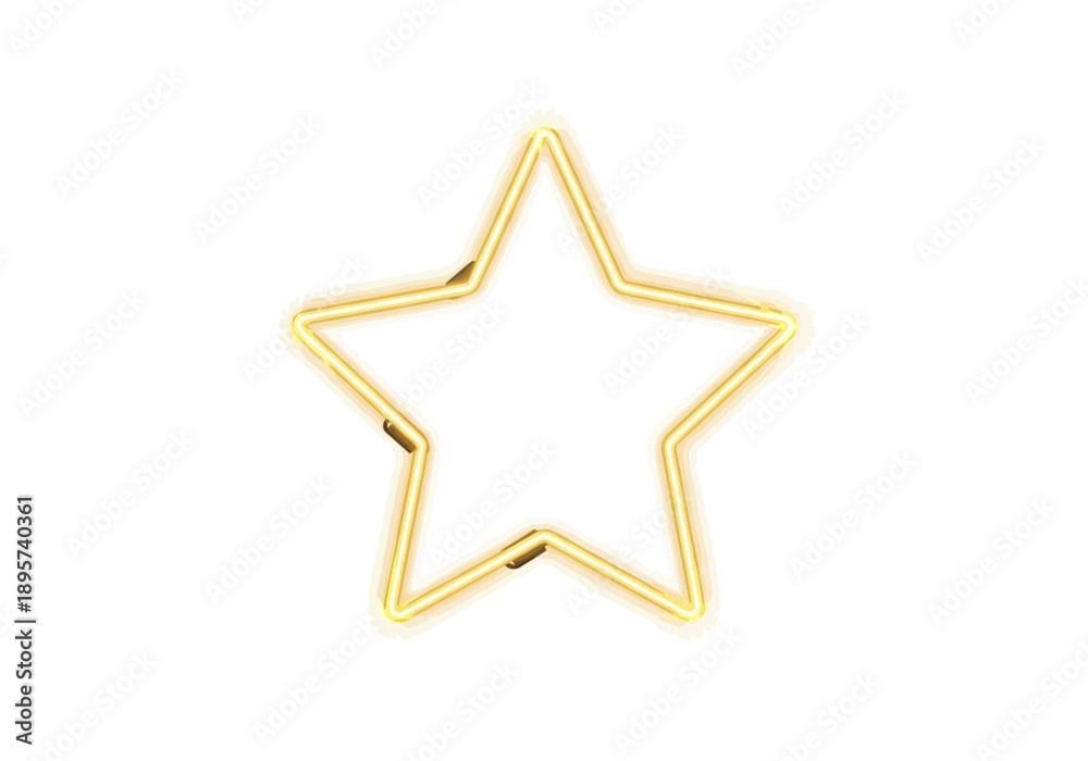 Obraz premium Bright star shaped neon sign on a white background