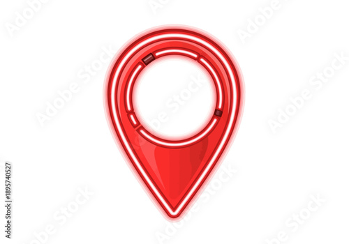 Aerial View of a Red Location Pin Icon on a Transparent Background