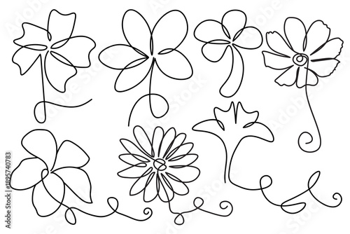 A hand drawn simple fancy flower, outline sketch vector illustration, contour isolated object on the white background	