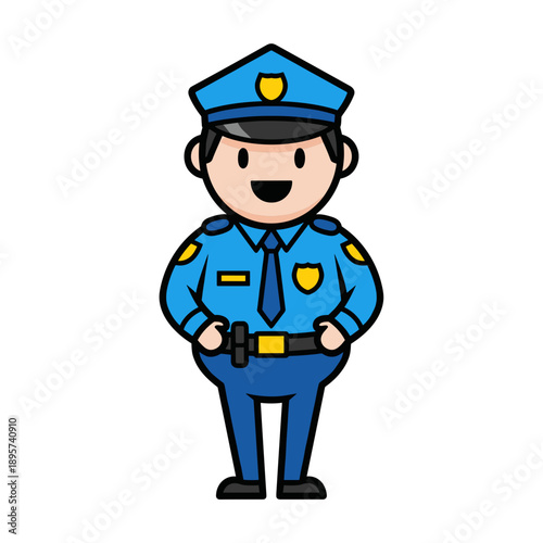 Smiling Cartoon Police Officer Standing