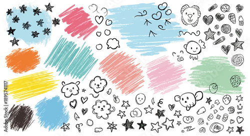Cute Doodle Elements Set for Kids Designs
