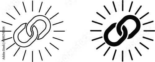 Chain link connection icon set with outline and solid styles symbol of unity strength vector illustration isolated
