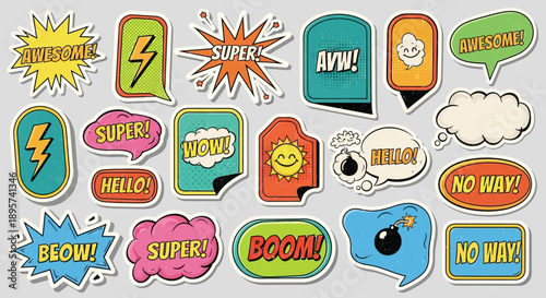 Retro Comic Speech Bubbles Stickers