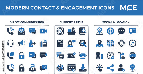 Modern Contact, Communication and Customer Support UI Icons for Apps, SaaS and Web Interfaces