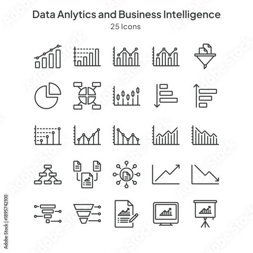 data analytics and business intelligence icons collection