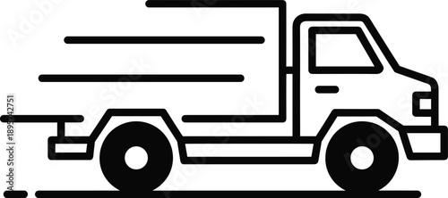 Delivery truck icon with motion lines, representing fast shipping, courier service, and logistics transport, vector illustration