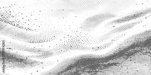 Abstract black and white texture with a snowy winter pattern on a light lace fabric surface creates an artistic textile design material for a wedding background