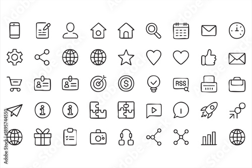 Clean UI symbols line icon set for modern applications
