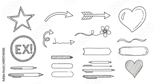 Hand-drawn doodle elements for design and decoration