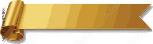 Golden ribbon banner with soft shadow and subtle gradient for graphic design and presentation purposes, adaptable for multiple uses