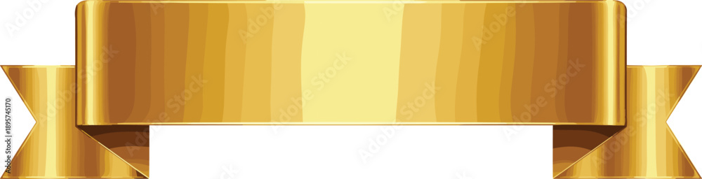 Obraz premium Shiny golden ribbon banner illustration, exuding elegance with its glossy metallic finish, perfect for awards, celebrations, or premium design accents