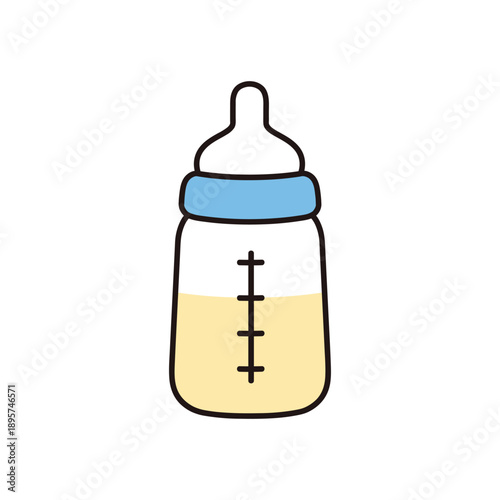 baby bottle with pacifier on white background