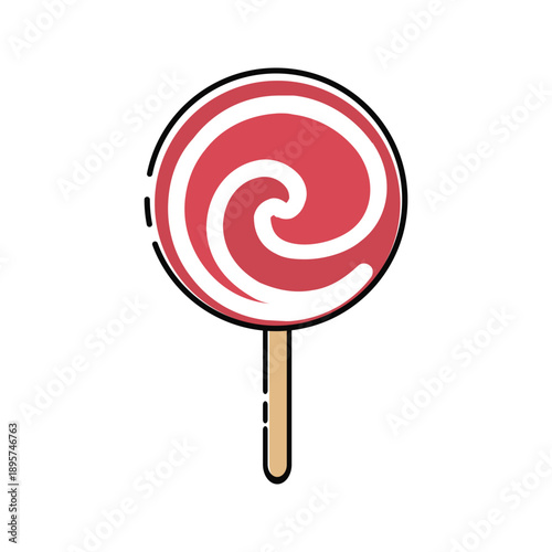 red lollipop on stick with white background