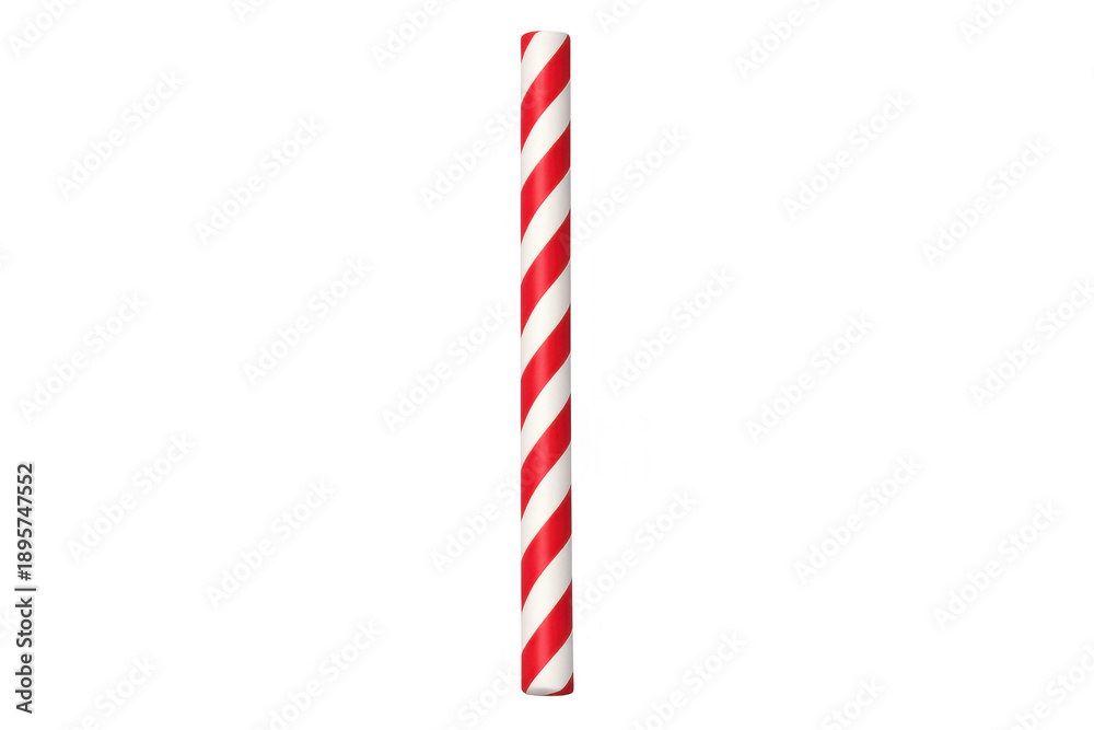Obraz premium Red and white striped paper straw isolated on transparent background, symbolizing eco-friendly drink accessories
