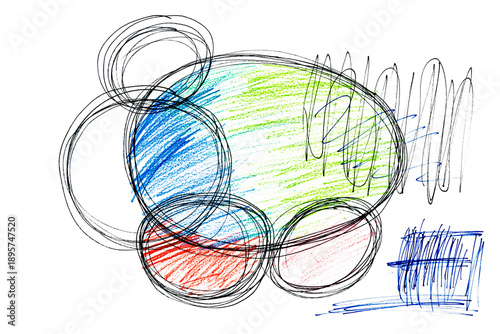 Wallpaper Mural artistic scribbling circle, colorful hatching, grunge abstract isolated on white background and texture, design element Torontodigital.ca