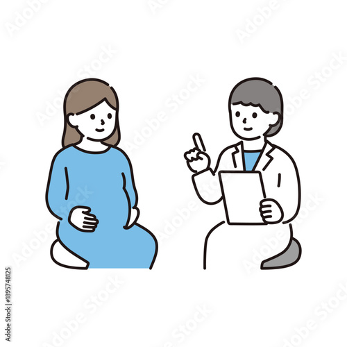 Pregnant woman consulting doctor illustration