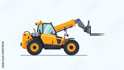 Telehandler lifting heavy load with extended boom on construction site